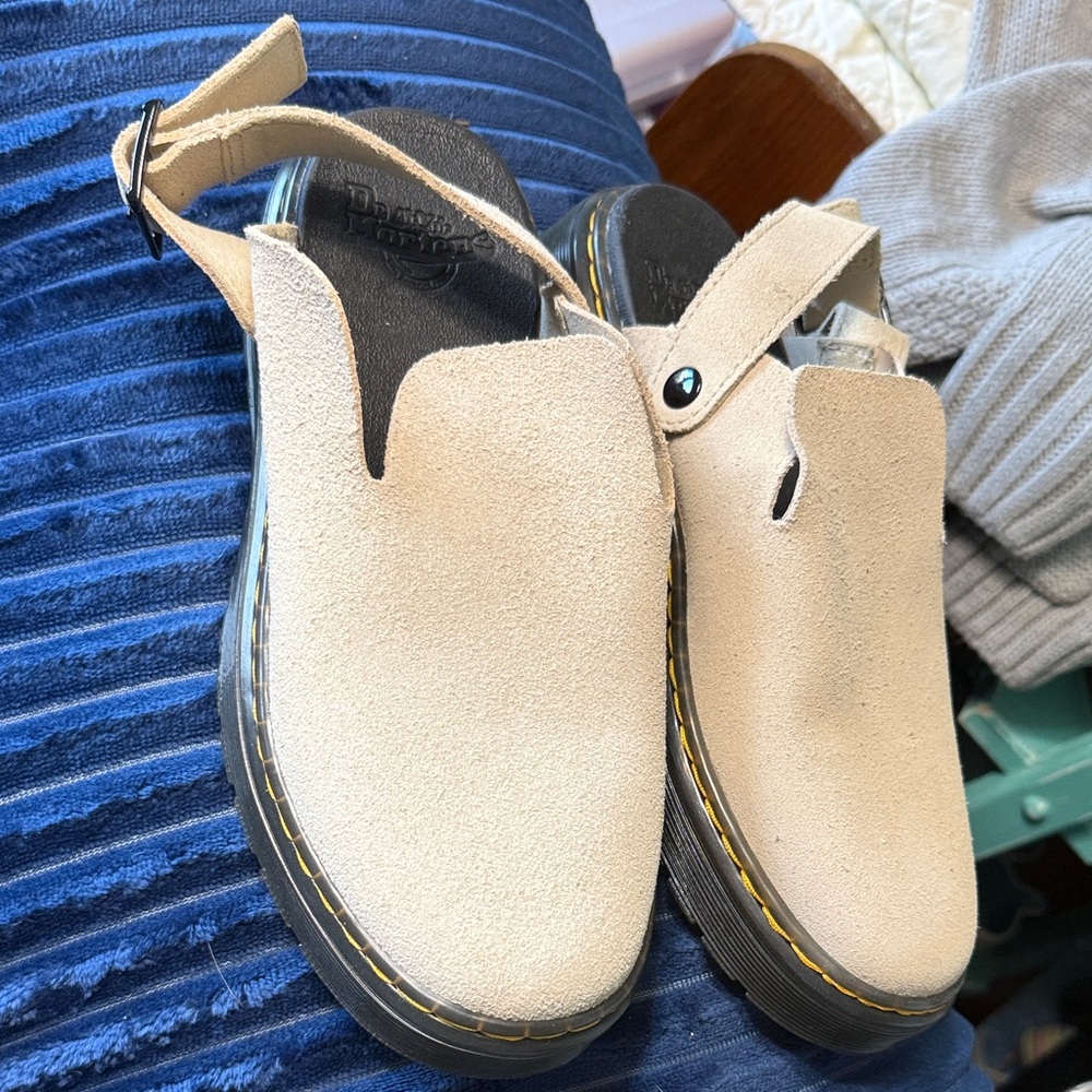 Dr. Martens Light Tan Suede Slingback Sandals